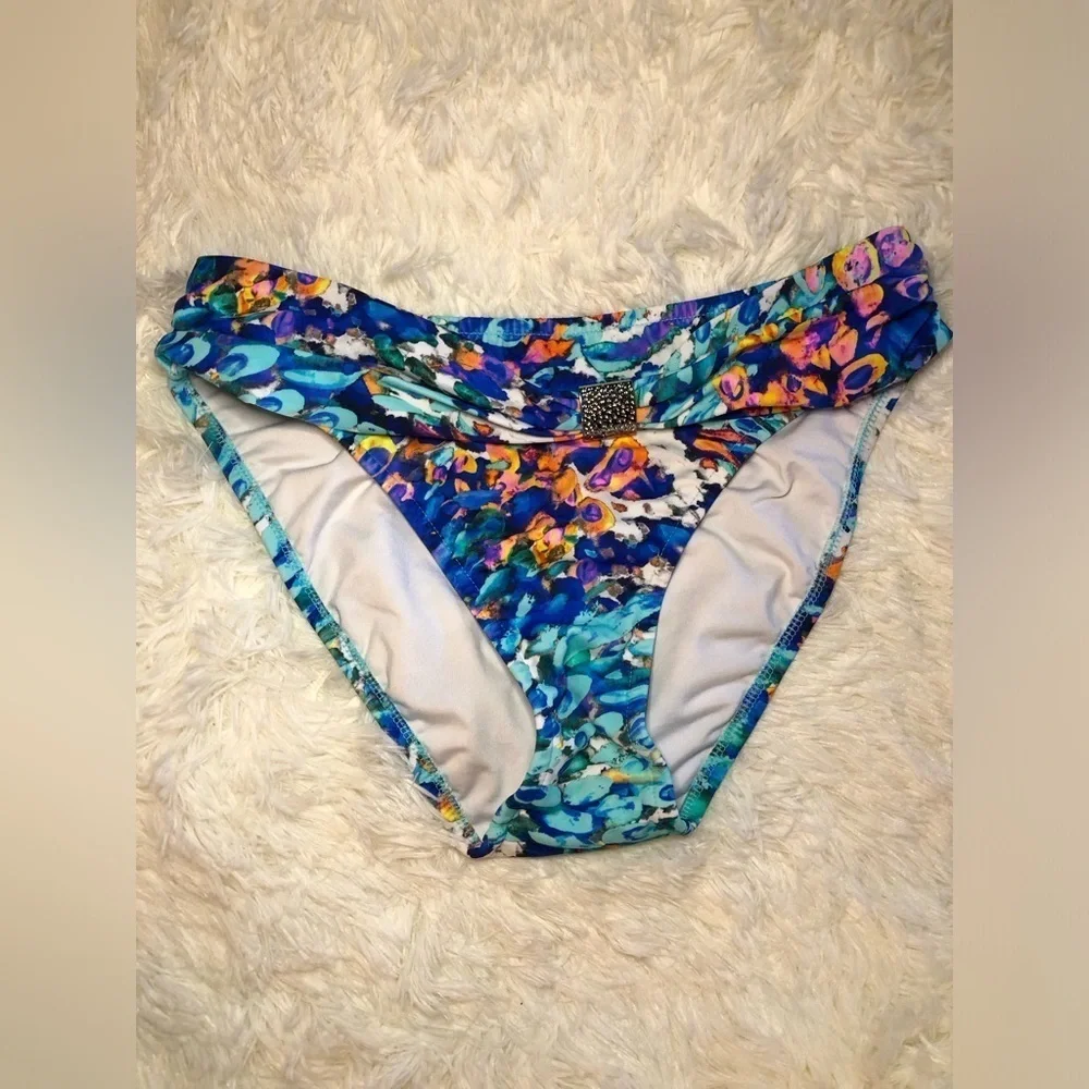 Colorful Water colors Blue Bikini Bottoms size 6